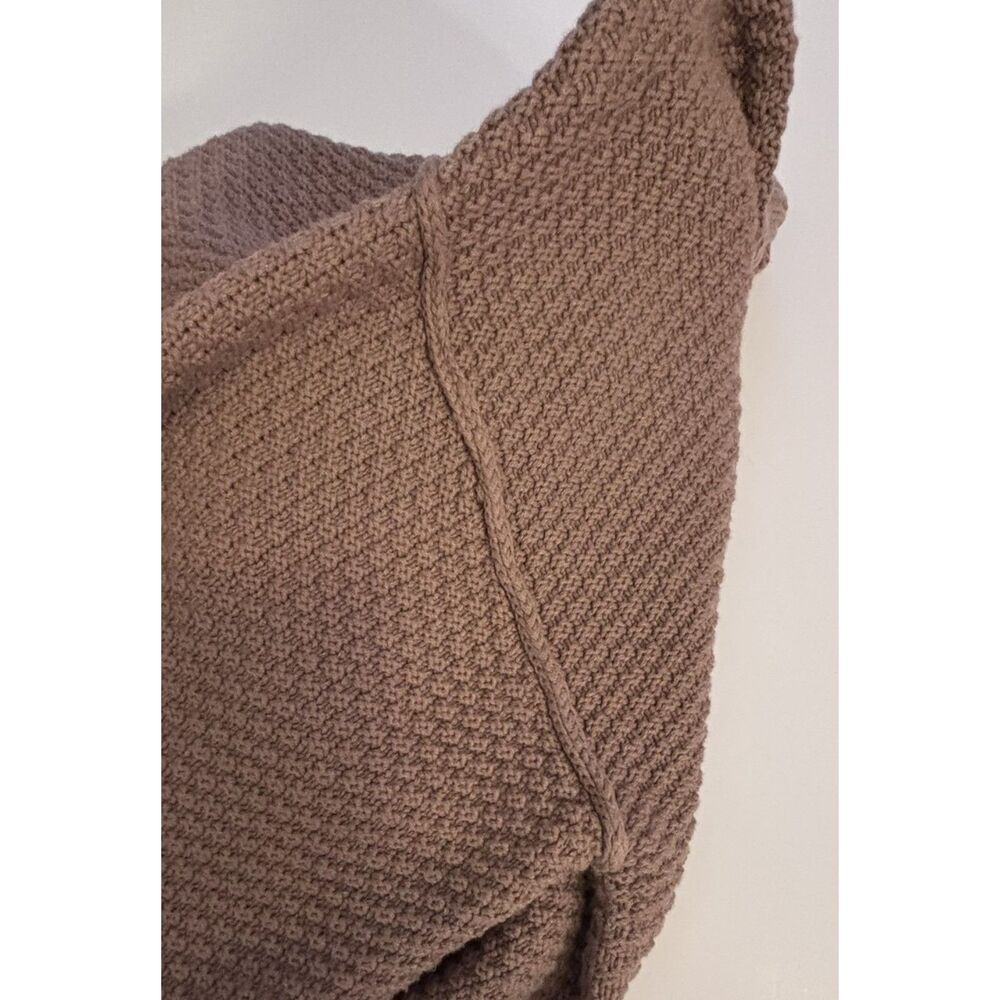 Free People Taupe Chunky Knit Cropped Cardigan Textured Cozycore Grandpacore XL - Picture 5 of 7